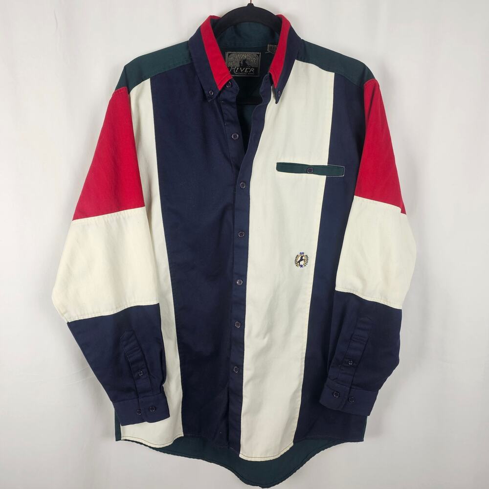 SPINDLE RIVER 90s Colorblock Button Down Shirt Mens XL Vintage Western Rodeo